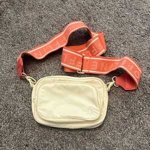 Aerie  Cream Crossbody Bag with coral Strap